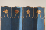 1920's Blue embroidered room screen - 4 panel - TallBoy Interiors