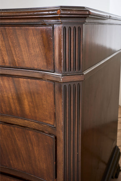 Pair of 1920's Serpentine fronted mahogany Jewellers chest of drawers