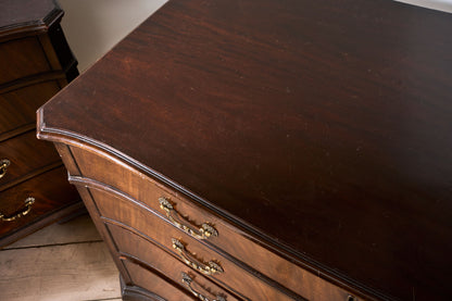 Pair of 1920's Serpentine fronted mahogany Jewellers chest of drawers