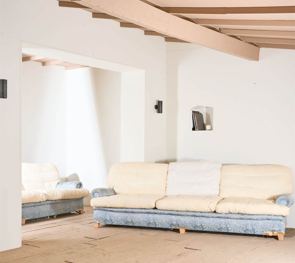 Pair of 20th century 2.8m Country house sofas retailed by Harrods - TallBoy Interiors