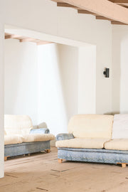Pair of 20th century 2.8m Country house sofas retailed by Harrods - TallBoy Interiors