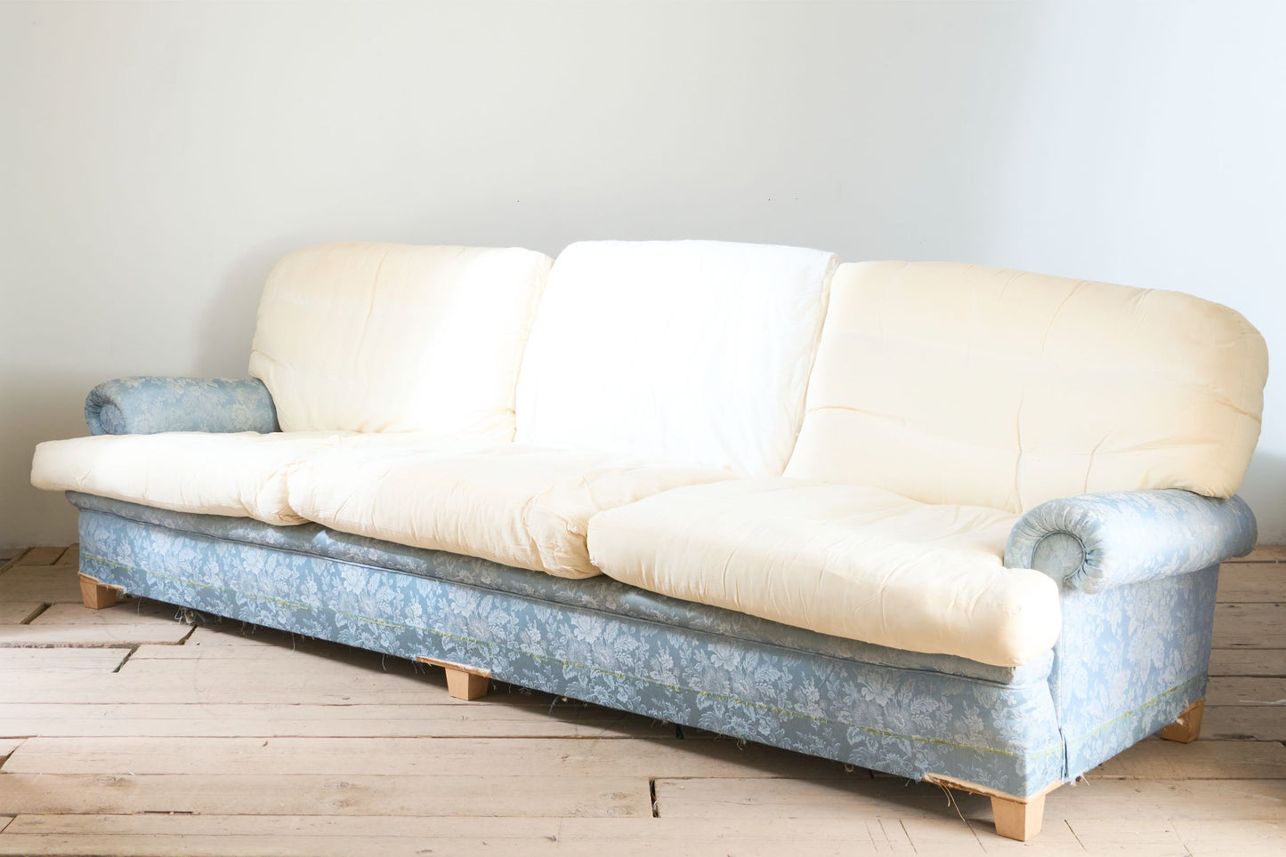 Pair of 20th century 2.8m Country house sofas retailed by Harrods