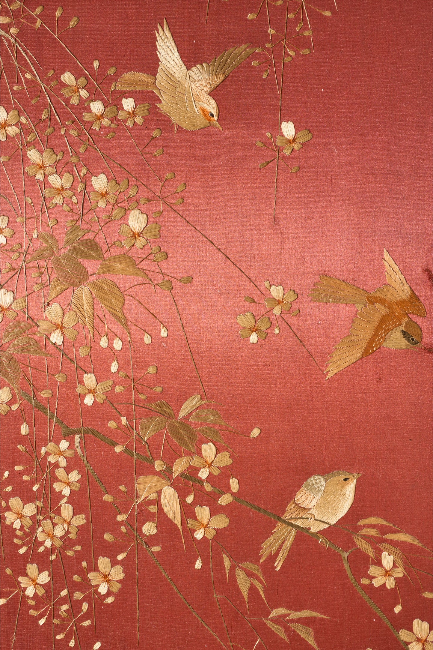 19th century Chinese silk two panel screen