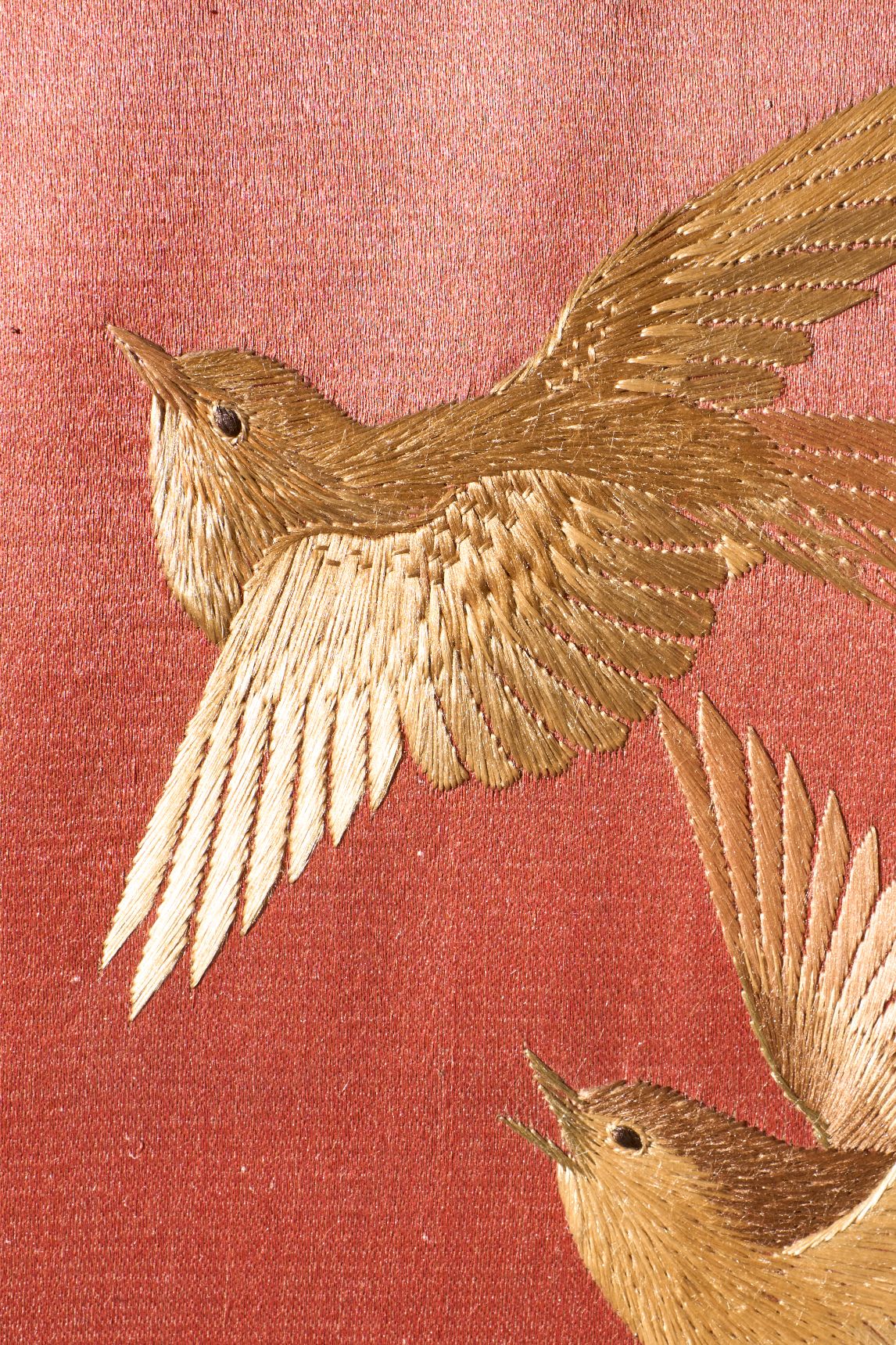 19th century Chinese silk two panel screen