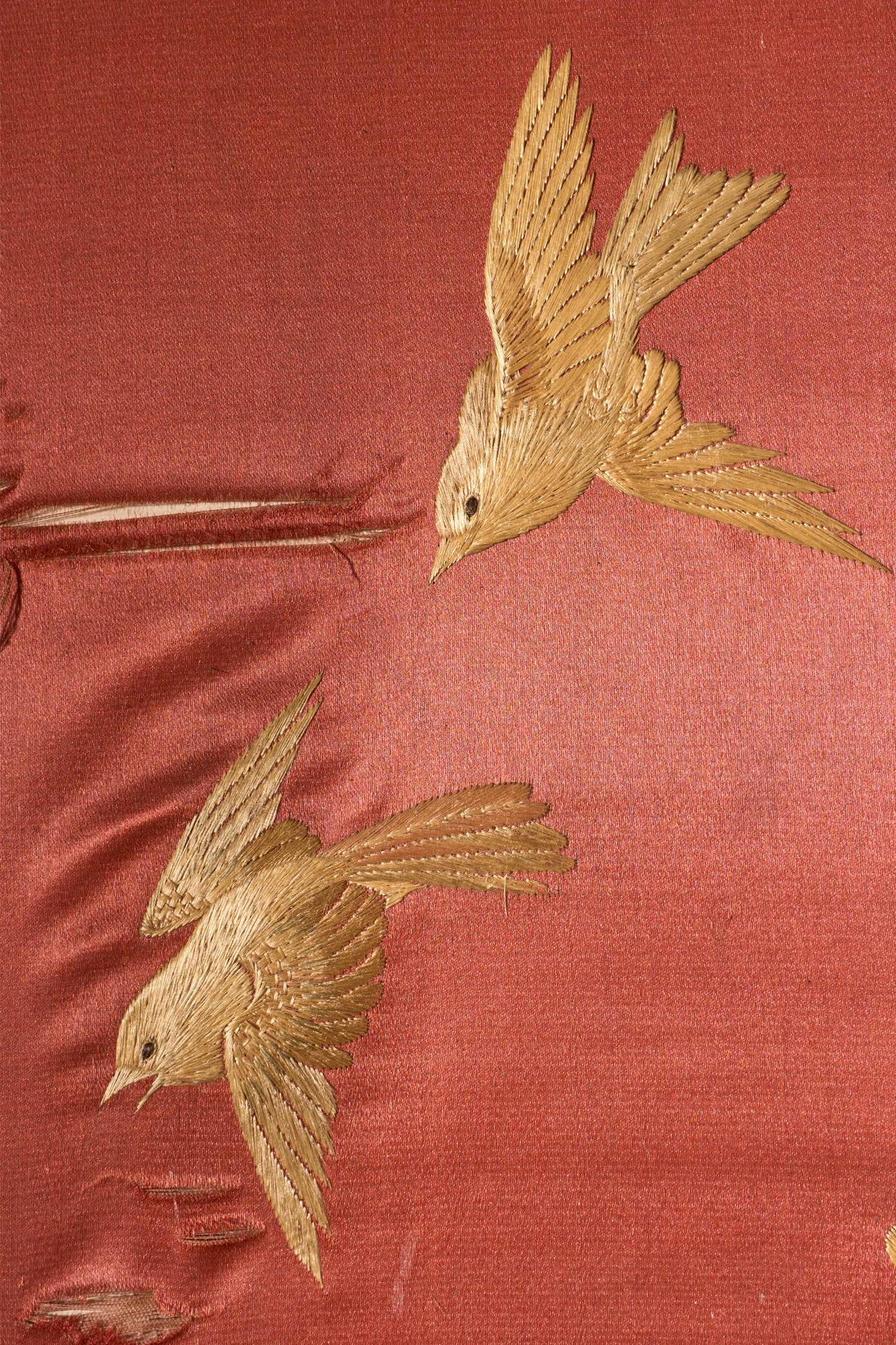 19th century Chinese silk two panel screen