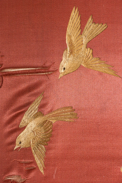 19th century Chinese silk two panel screen