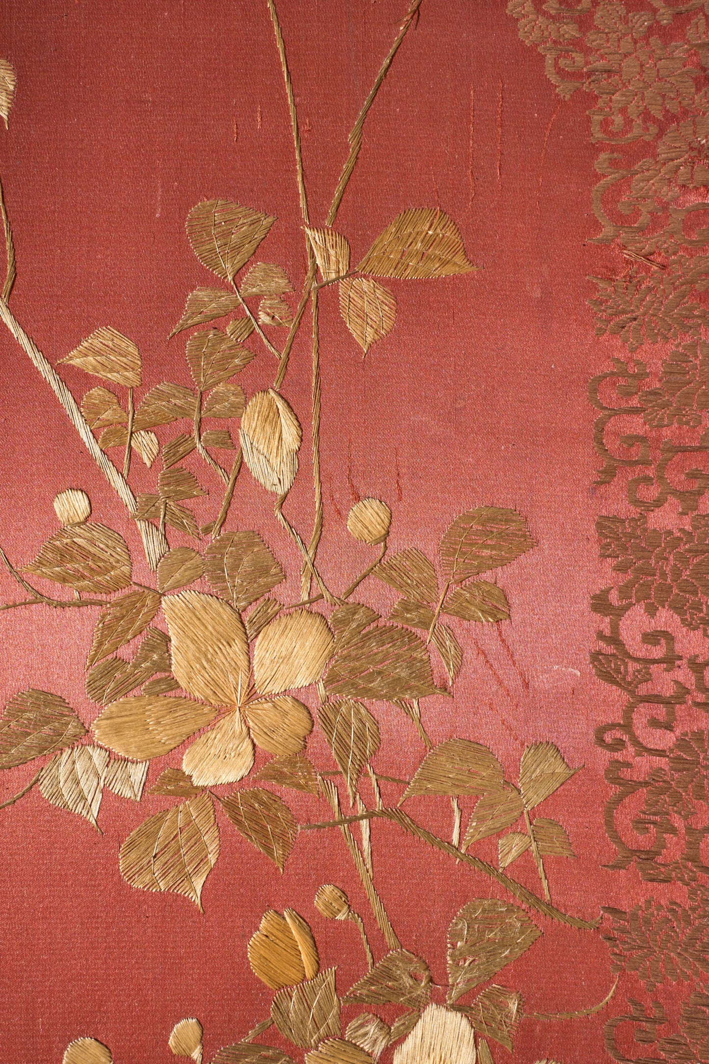 19th century Chinese silk two panel screen