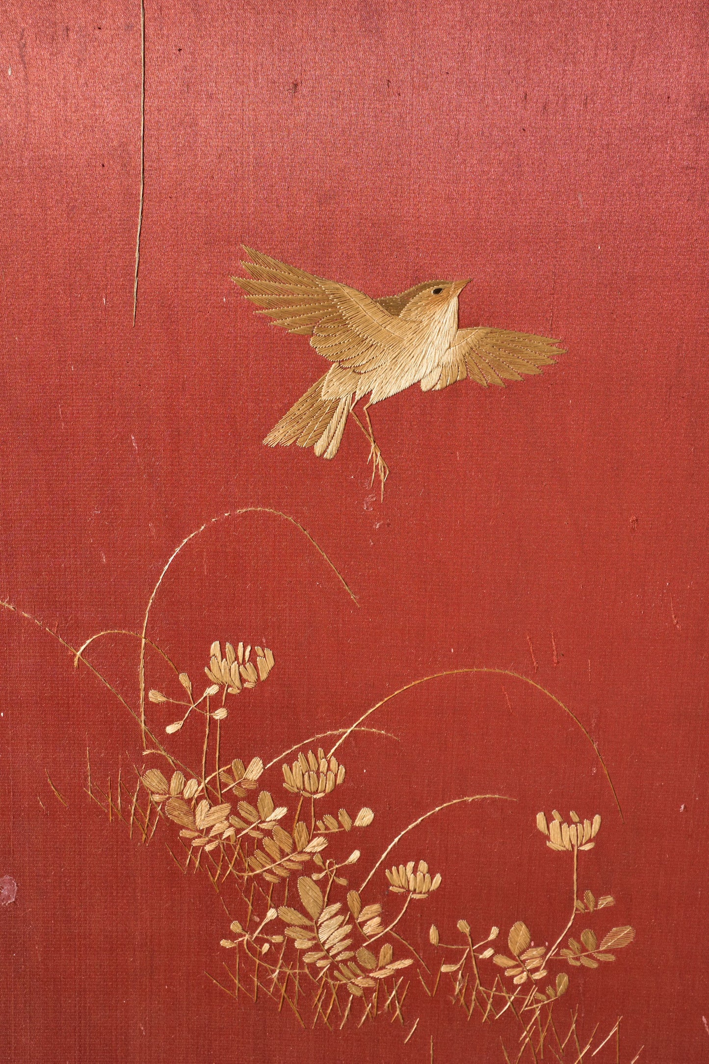 19th century Chinese silk two panel screen