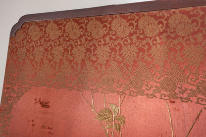 19th century Chinese silk two panel screen