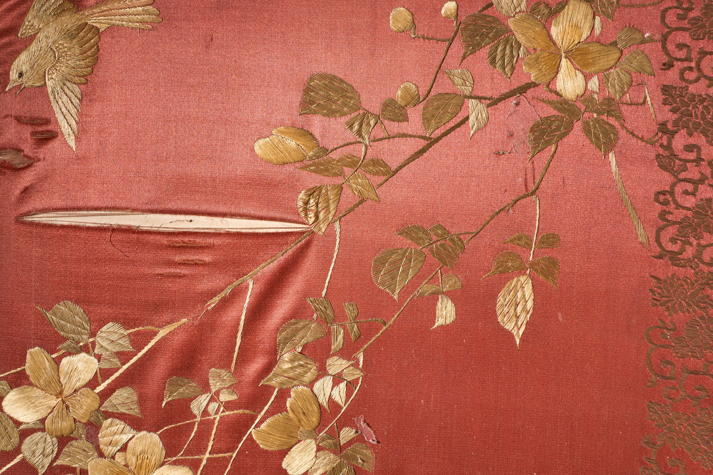19th century Chinese silk two panel screen