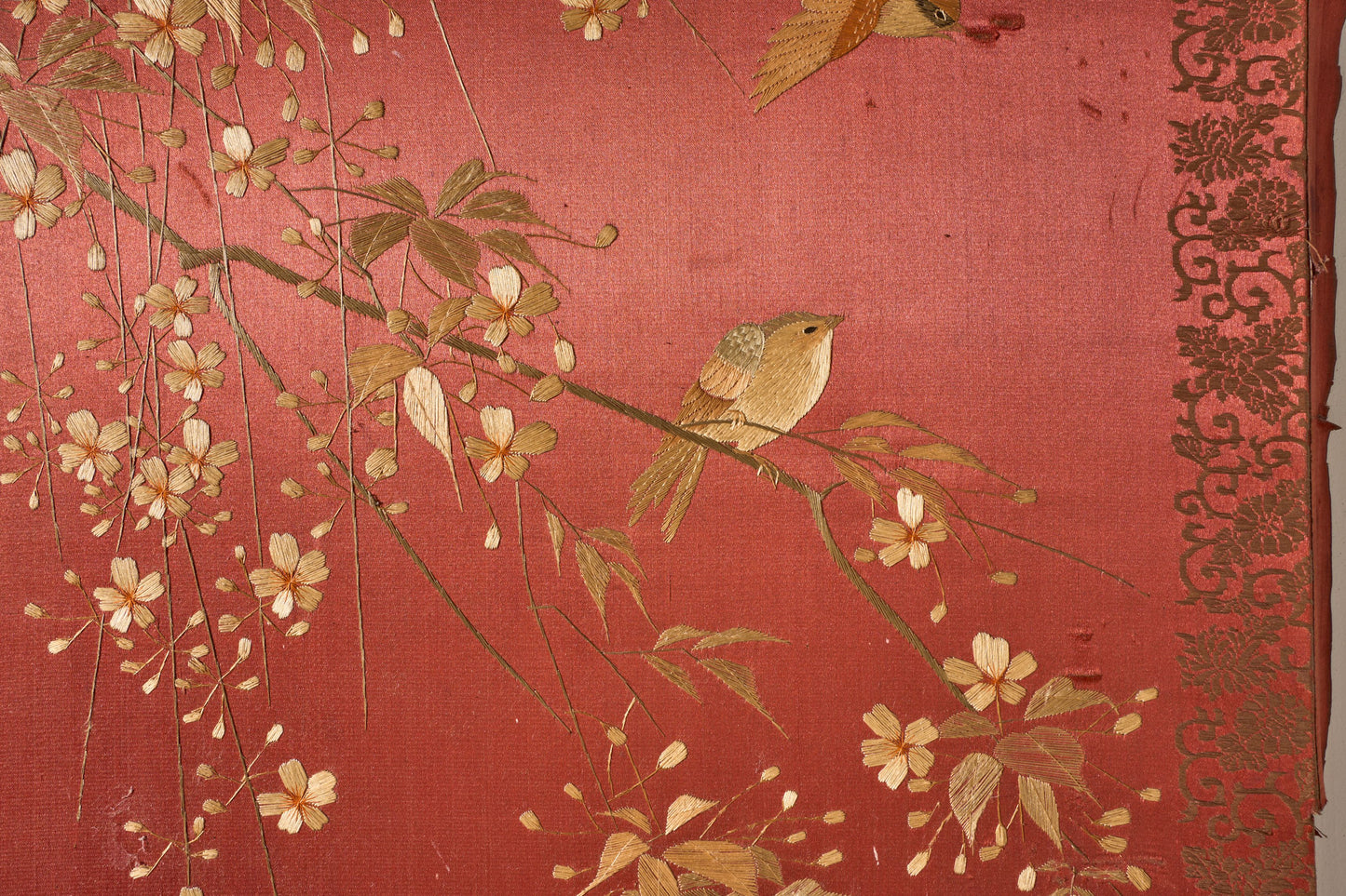19th century Chinese silk two panel screen