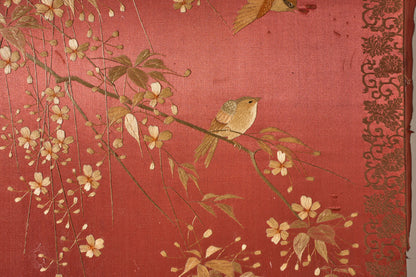 19th century Chinese silk two panel screen