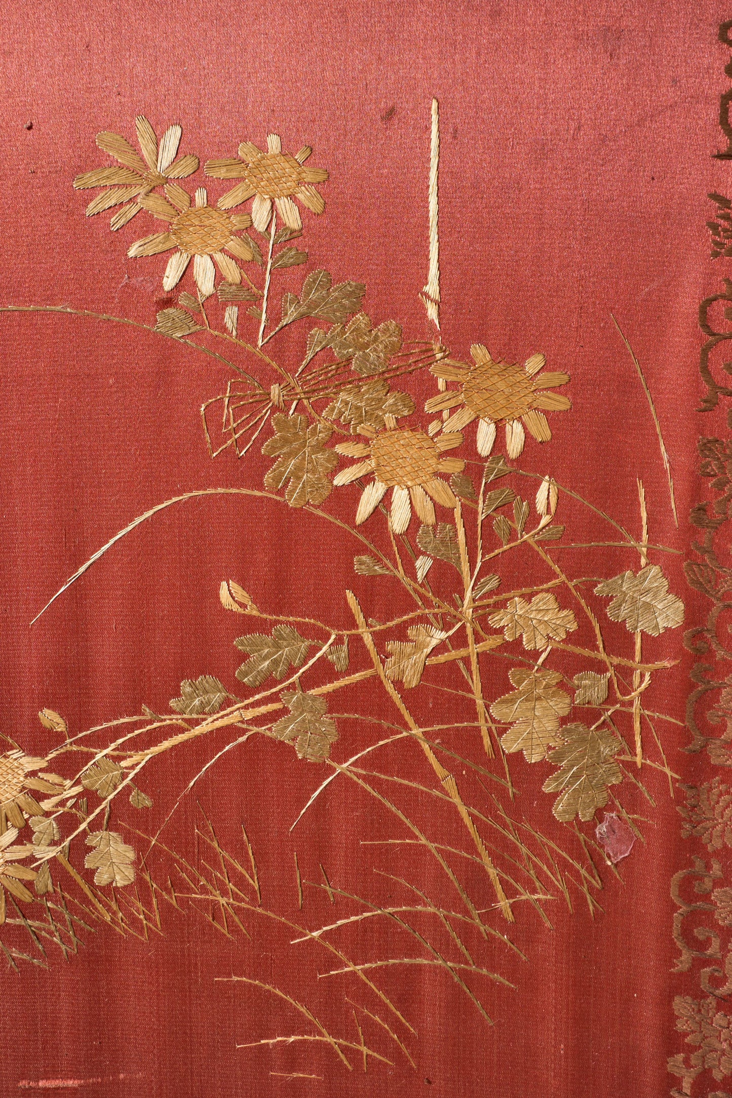 19th century Chinese silk two panel screen