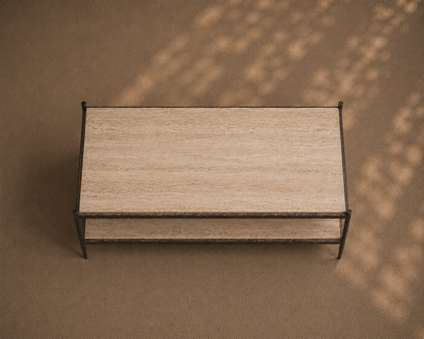 The forged 'Mjolnir' Coffee table - Travertine