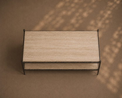 The forged 'Mjolnir' Coffee table - Travertine