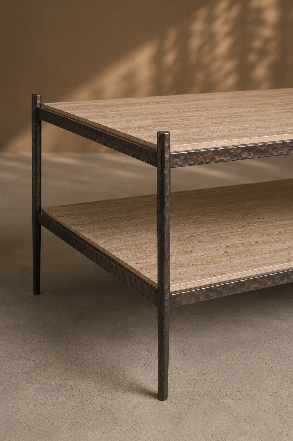 The forged 'Mjolnir' Coffee table - Travertine