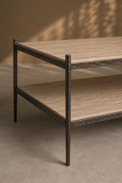 The forged 'Mjolnir' Coffee table - Travertine