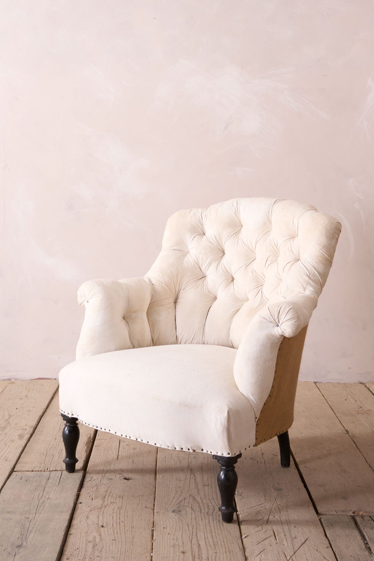 Napoleon III Buttoned shield back armchair - TallBoy Interiors