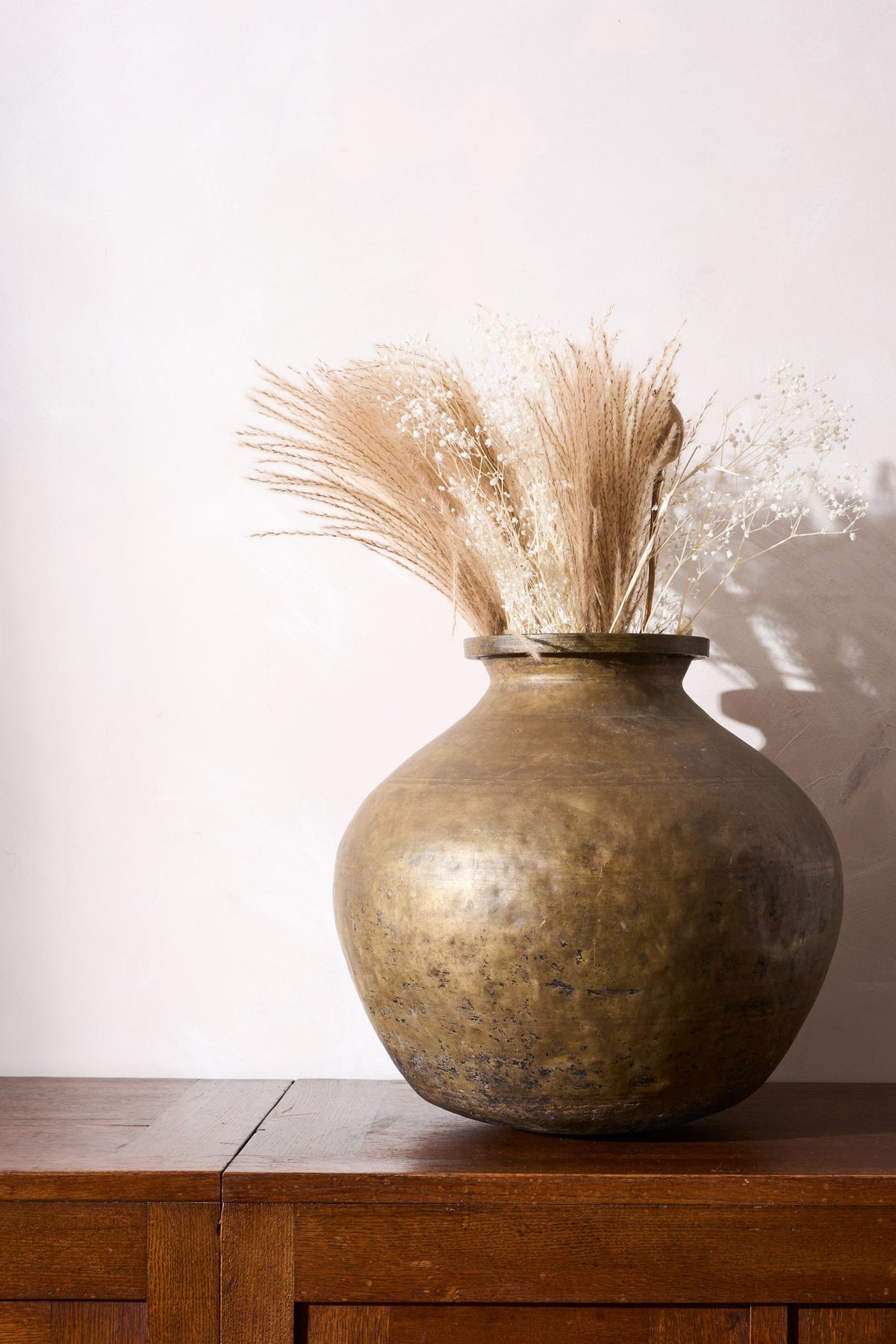 19th century Solid brass Indian vase - TallBoy Interiors