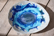 20th century Studio pottery bowl - Blue waves - TallBoy Interiors