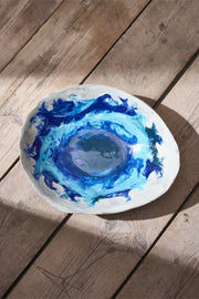 20th century Studio pottery bowl - Blue waves - TallBoy Interiors