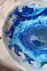 20th century Studio pottery bowl - Blue waves - TallBoy Interiors