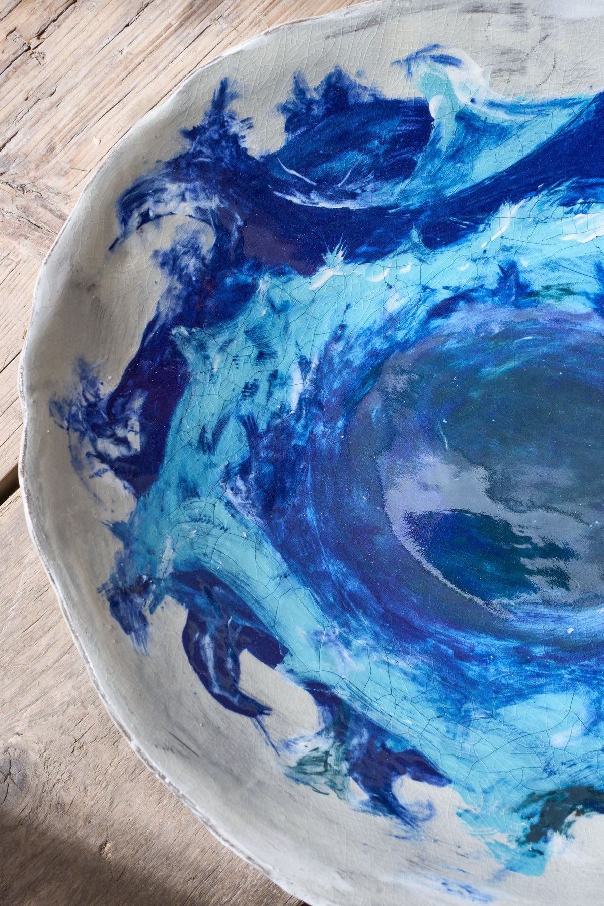 20th century Studio pottery bowl - Blue waves - TallBoy Interiors