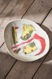 20th Century studio pottery bowl - Wide abstract - TallBoy Interiors
