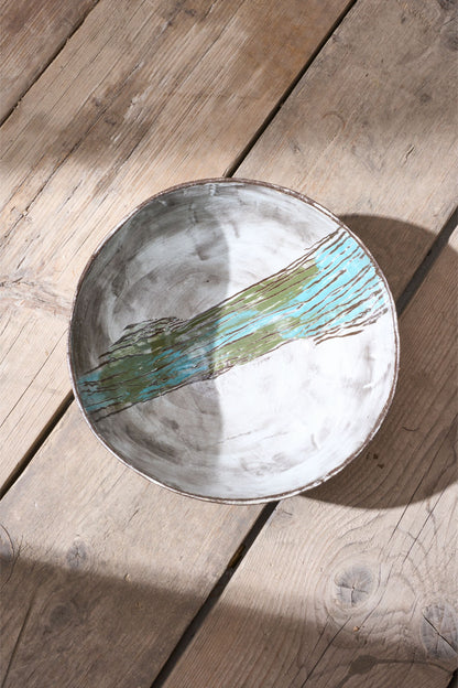 20th Century Studio pottery bowl - Blue stripe
