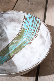 20th Century Studio pottery bowl - Blue stripe - TallBoy Interiors