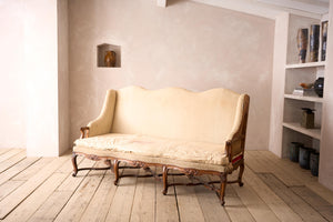 Early 19th century carved stretcher French settee