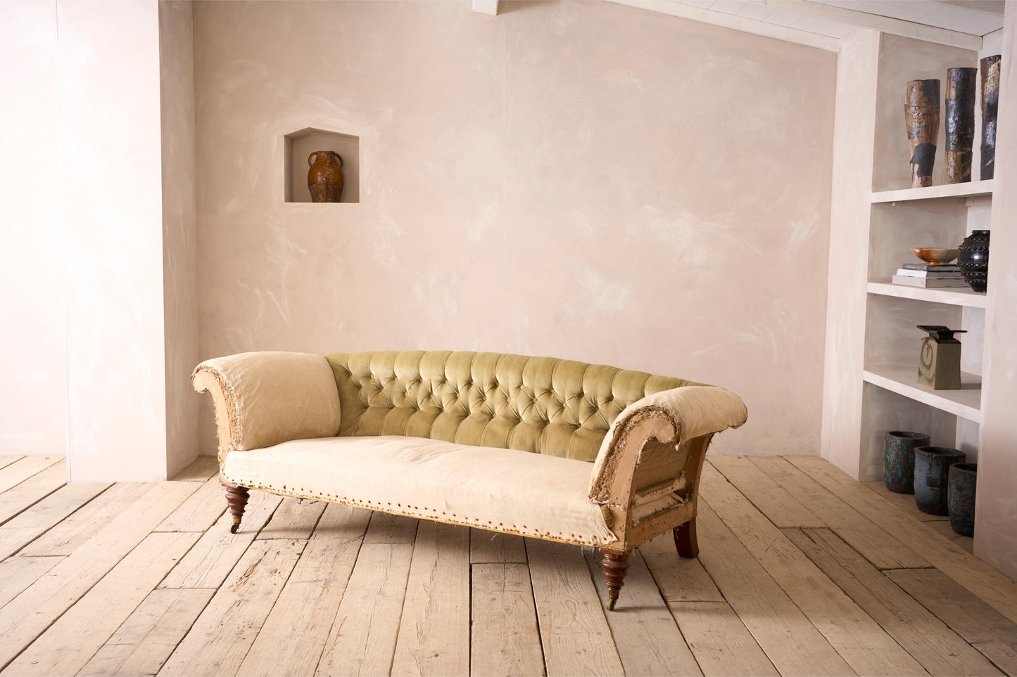 Victorian country house curved back sofa