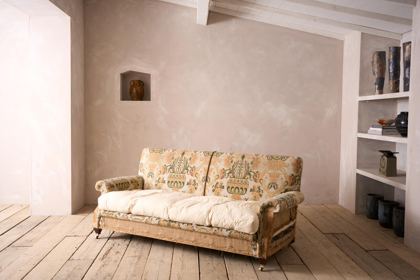Early 20th century country house square back sofa