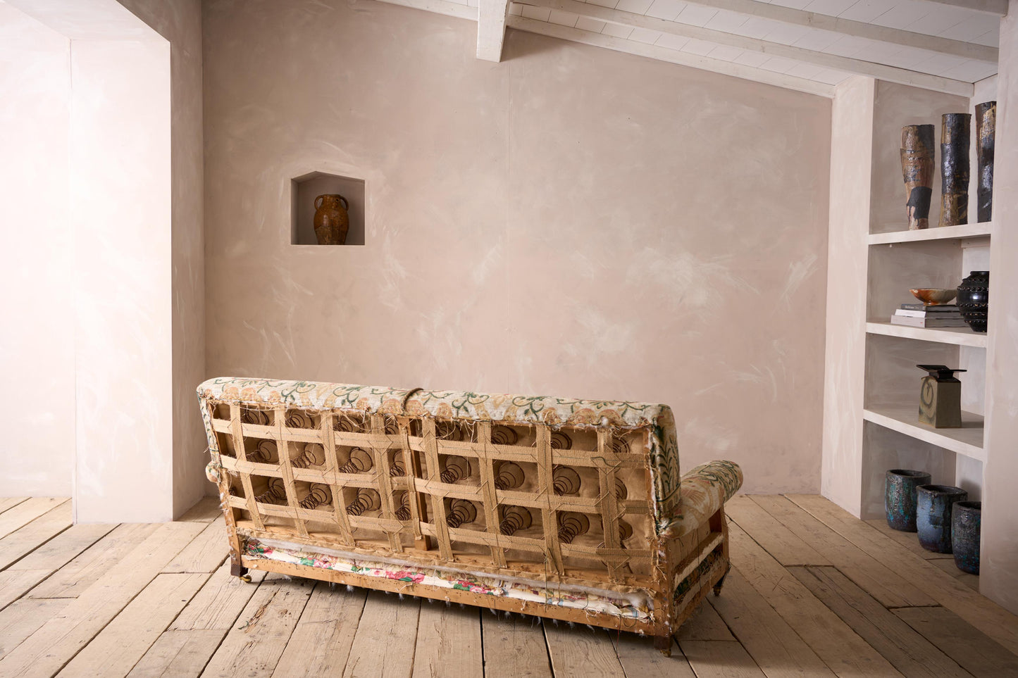 Early 20th century country house square back sofa