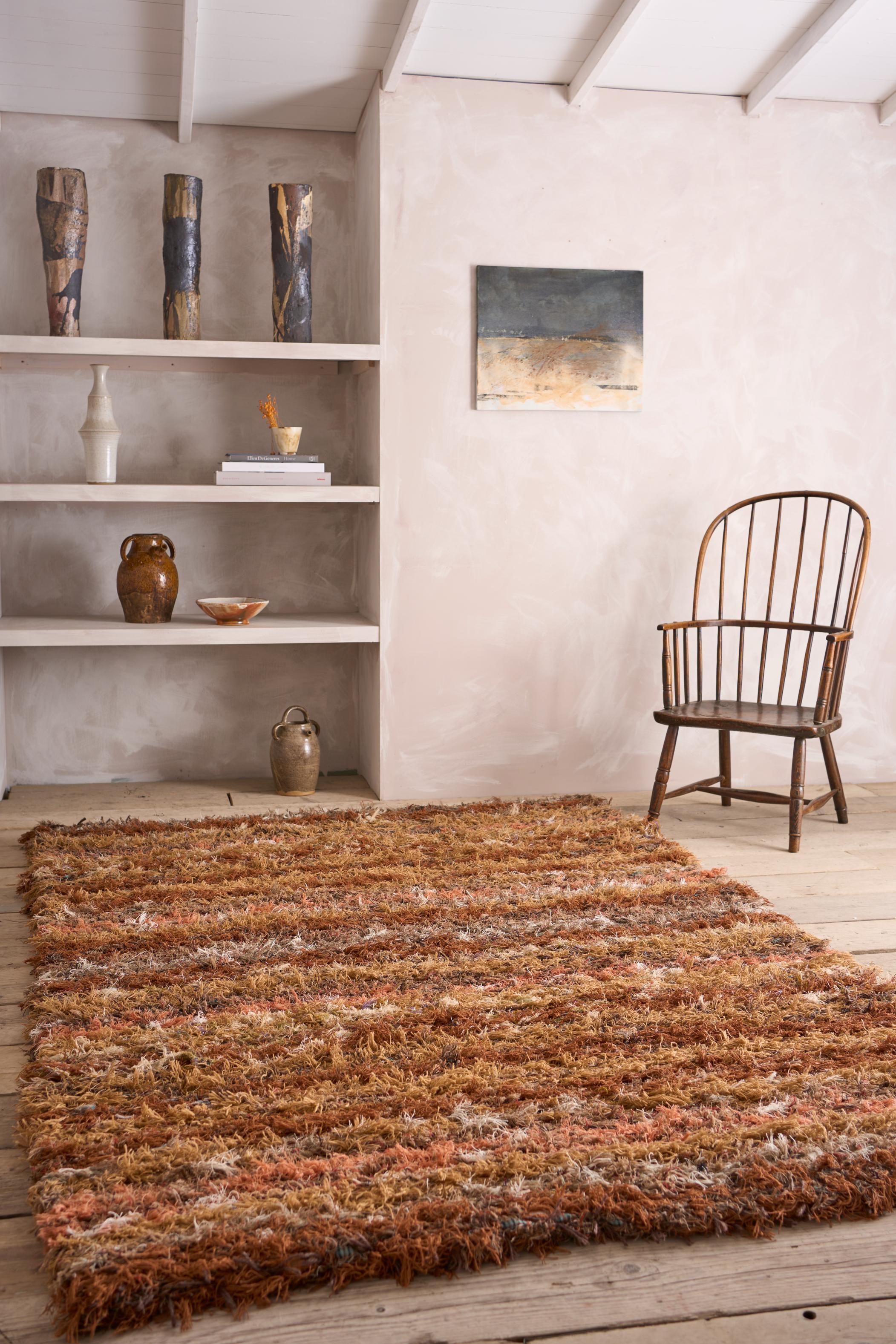 British made Selvedge rug - orange and browns – TallBoy Interiors