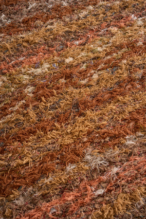British made Selvedge rug - orange and browns