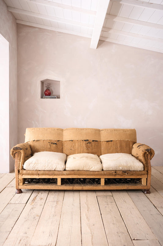 Early 20th century square back country house sofa