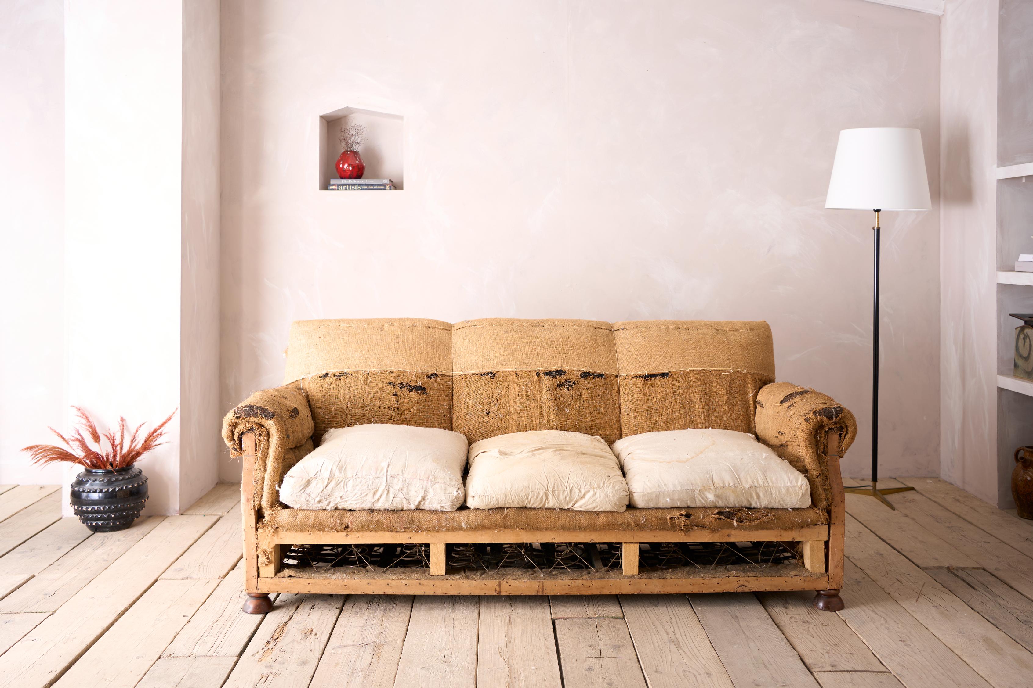 Early 20th century square back country house sofa