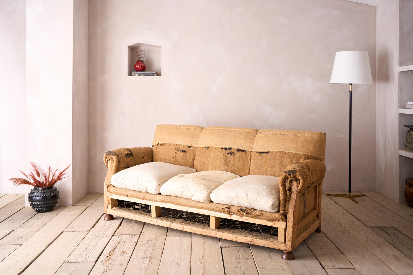 Early 20th century square back country house sofa