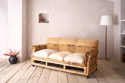 Early 20th century square back country house sofa