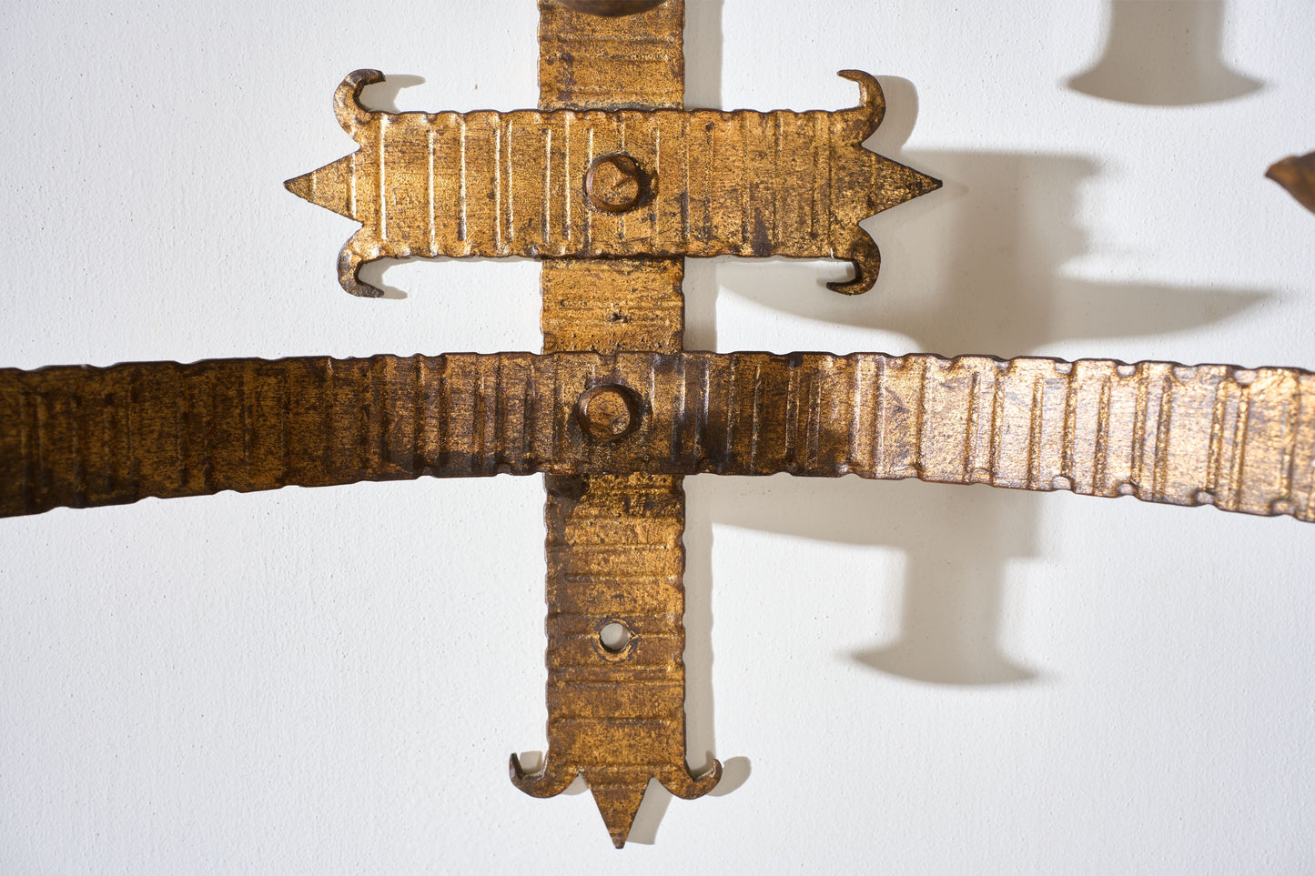 Trio of Mid century Spanish gilt metal wall lights
