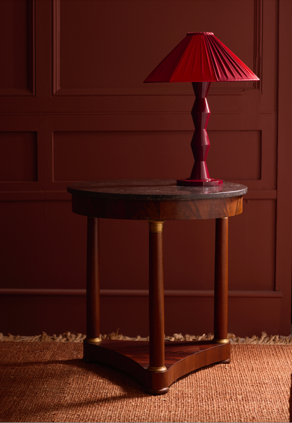 The Fitz Hand-Turned Wood Burgundy Table Lamp - TallBoy Interiors