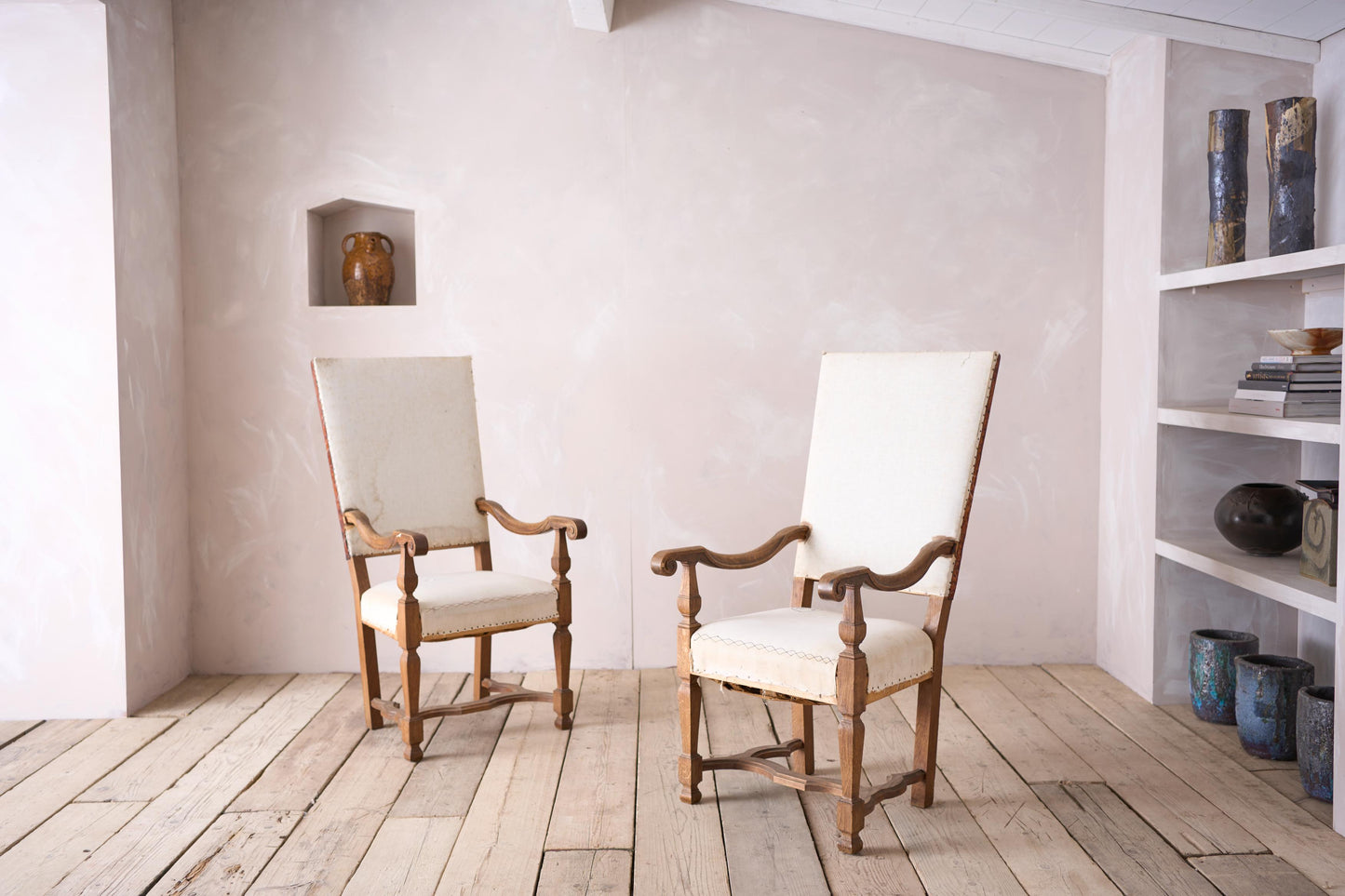 Pair of 19th century French open armchairs