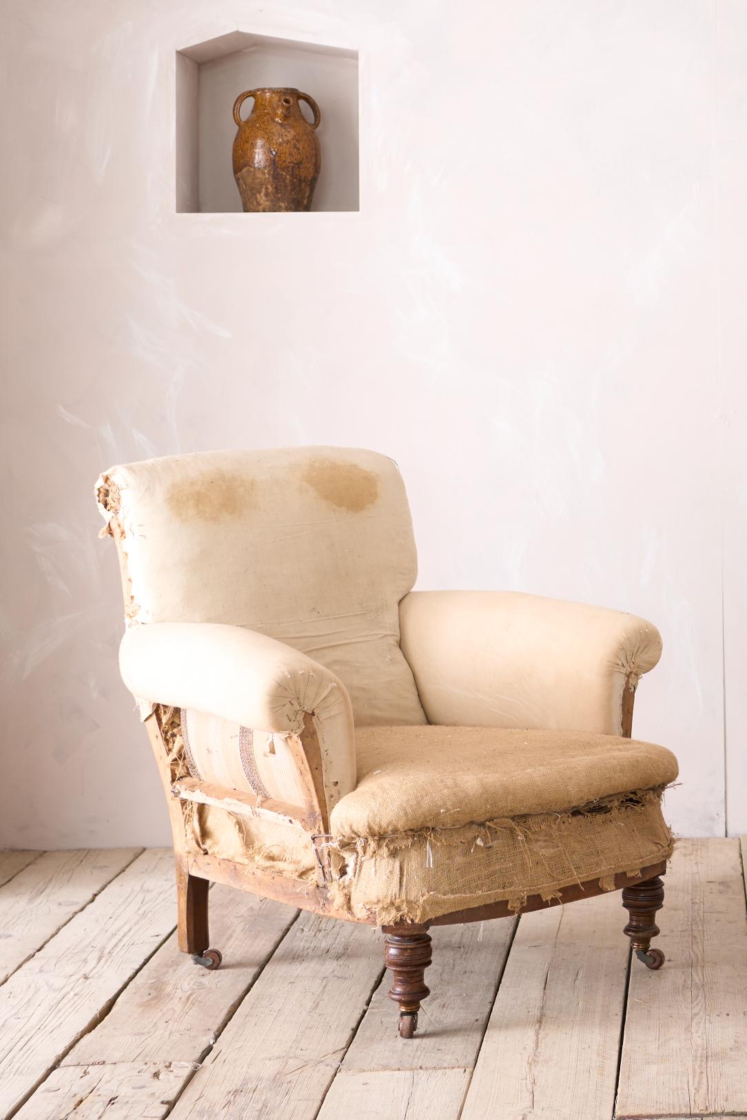 Pair of scroll armchair English country house armchairs - TallBoy Interiors