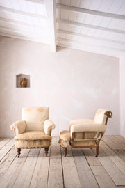 Pair of scroll armchair English country house armchairs - TallBoy Interiors