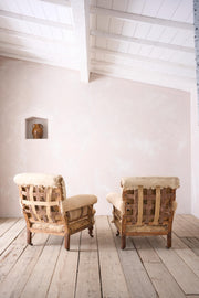 Pair of scroll armchair English country house armchairs - TallBoy Interiors