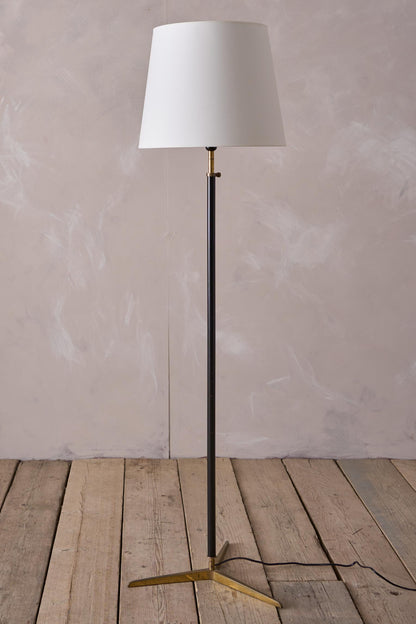 Mid century black and brass floor lamp
