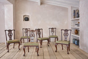 Set of 6 Jas Shoolbred Dining chairs in mint green leather - TallBoy Interiors