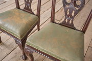 Set of 6 Jas Shoolbred Dining chairs in mint green leather - TallBoy Interiors