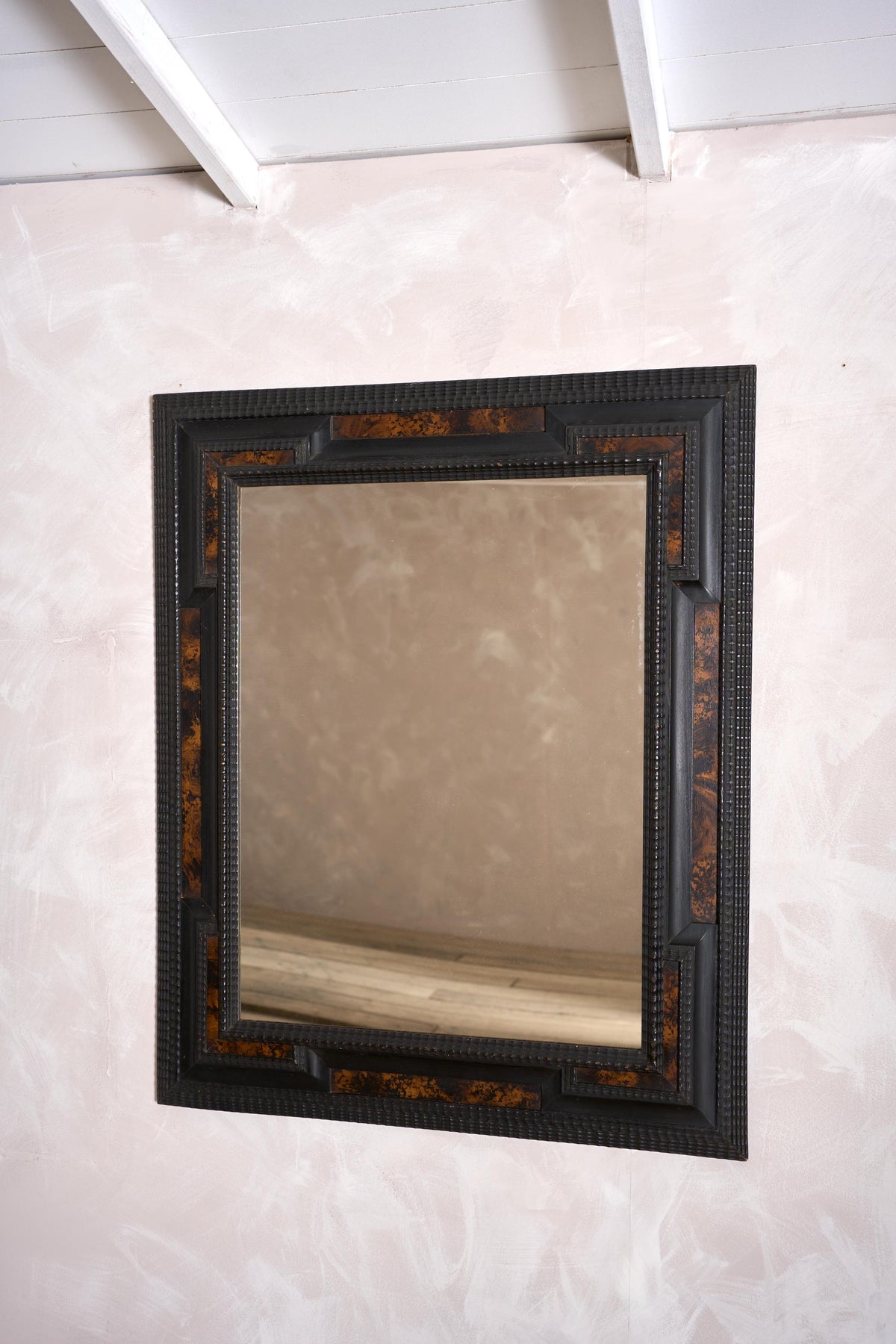 Large Italian Ebonised and faux tortoiseshell mirror - No2 - TallBoy Interiors